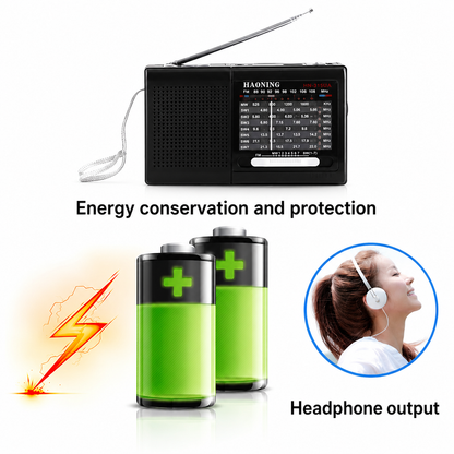 TECHNICAL PRO HN-315UA Portable 9-Band FM/AM/SW Radio with Rechargeable Li-ion Battery, USB, Micro TF Card & MP3 Player