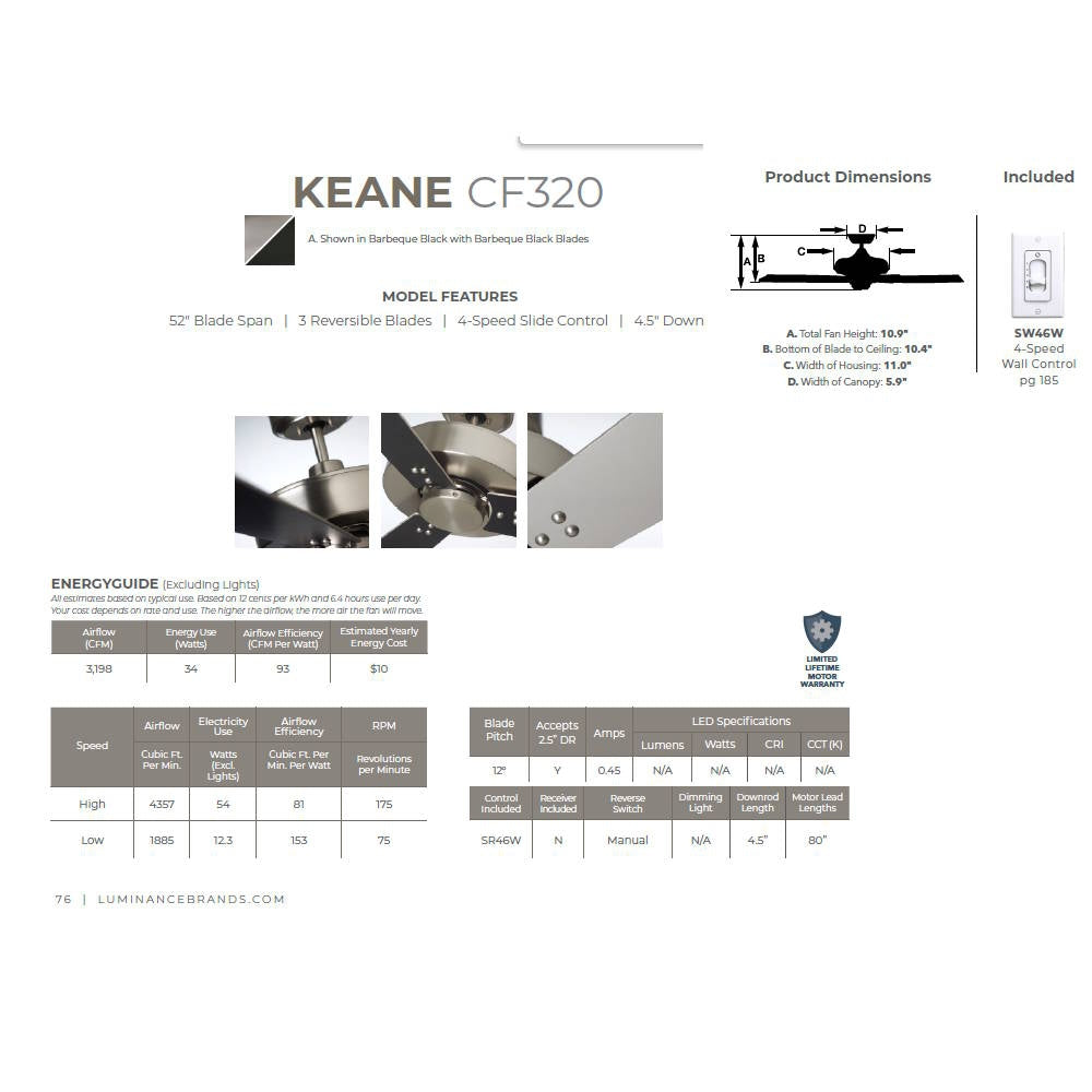 Kathy Ireland Home Keane 52" Oil-Rubbed Bronze Ceiling Fan - Aged Oak / Natural Blades CF320AORB W/ B320AONA
