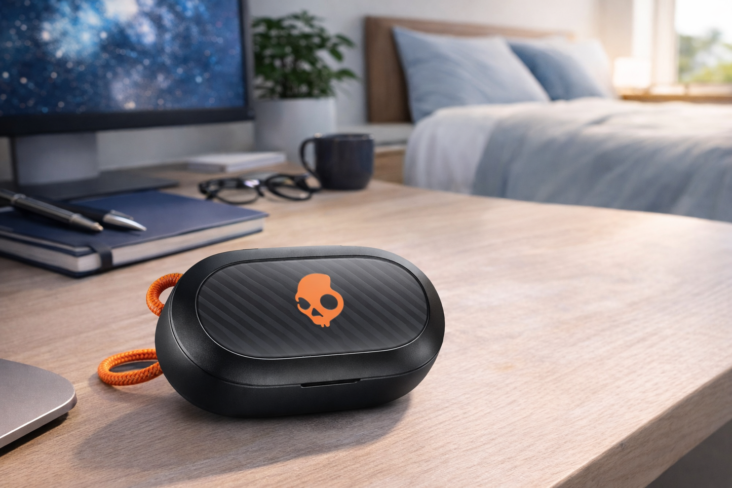 Skullcandy Sesh ANC Noise-Canceling True Wireless Earbuds Black and Orange S2SAW-S749