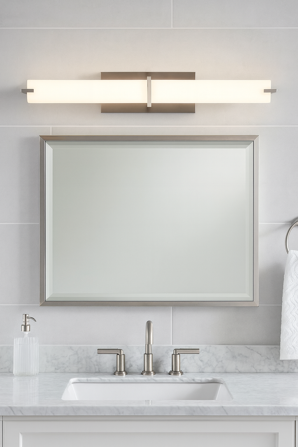 Luminance LED 37.5" F8636-80 Vanity Wall Light 3000K 30W 2200LM Suitable Damp Locations Bright Satin Nickel Finish