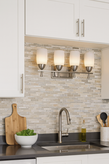 Sunset Lighting 4-Vanity Wall Light 32W 3000K Satin Nickel Bristol