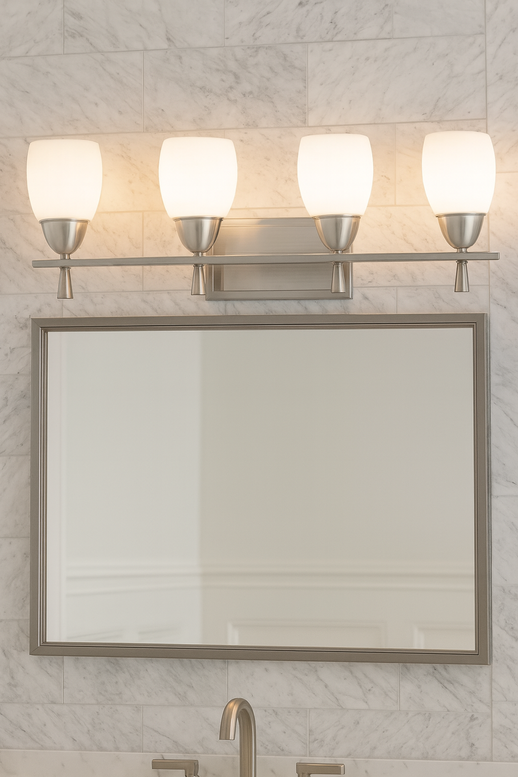 Sunset Lighting 4-Vanity Wall Light 32W 3000K Satin Nickel Bristol