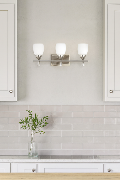 Sunset Lighting F2297-80-LED-JA8 Bristol 3-Light Vanity Wall Light - Dimmable - Bright Satin Nickel 24W 3000K 1