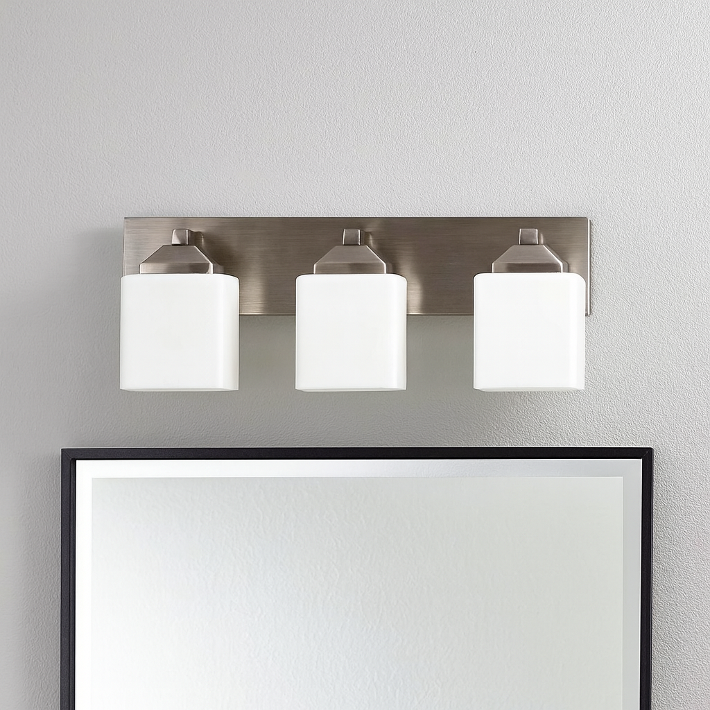 Sunset Lighting F6403-80 Sunset 3-Light LED Vanity, Bright Satin Nickel, 3-8W / 3000K / 120V / 80CRi / 35,000 hrs. / 1440 source Lm / 1560 Delivered