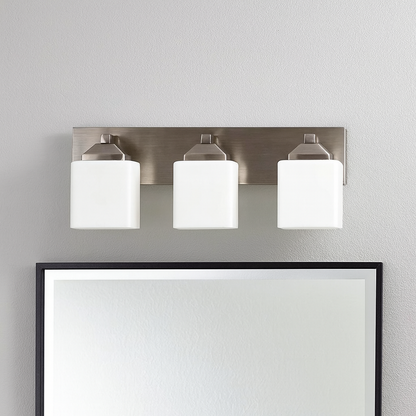 Sunset Lighting F6403-80 Sunset 3-Light LED Vanity, Bright Satin Nickel, 3-8W / 3000K / 120V / 80CRi / 35,000 hrs. / 1440 source Lm / 1560 Delivered