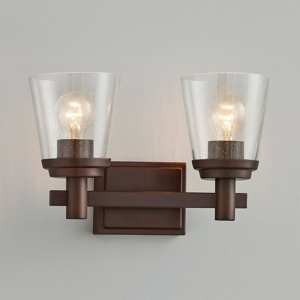 Sunset Riella 2-Light MB Vanity w/ Clear Seeded Glass Provincial Bronze F24102-64