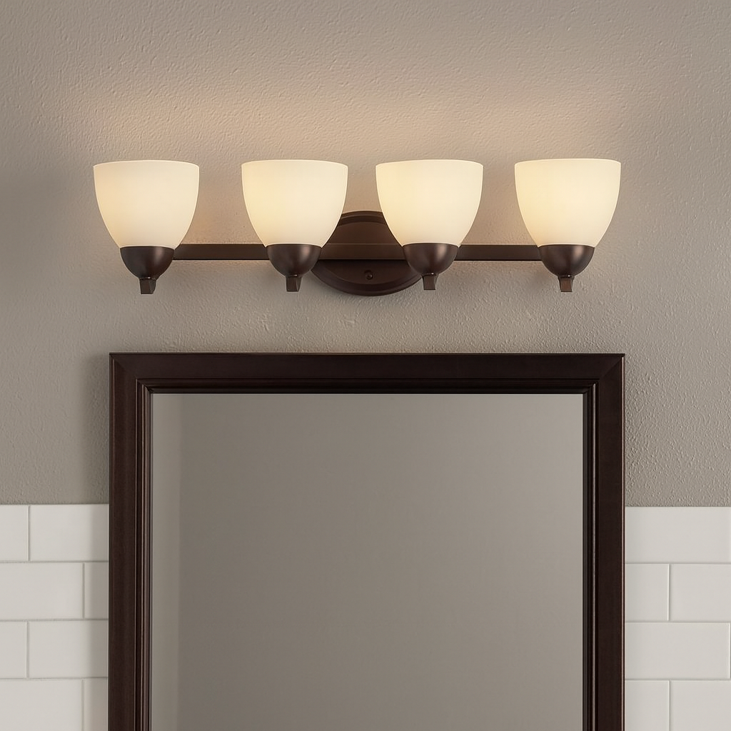 Luminance Sunset Lighting F16094-64 Preston Four Light Wall Sconce - Opal Etched Glass with Provincial Bronze Finish