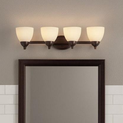 Luminance Sunset Lighting F16094-64 Preston Four Light Wall Sconce - Opal Etched Glass with Provincial Bronze Finish