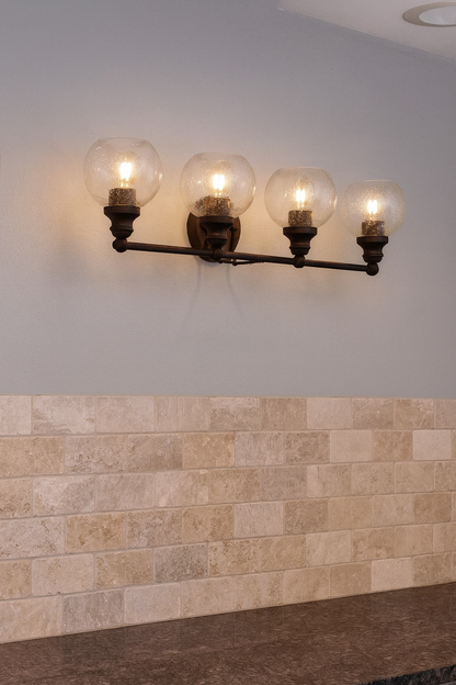 Sunset Lighting Oriana 4-Light Mb Vanity With Clear Seeded Glass F29014-64