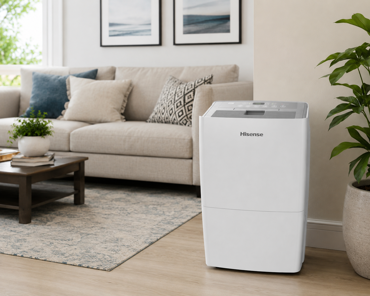 Hisense 50 Pint 3-Speed Dehumidifier with Built-in Pump, 3 Modes – Auto, Continuous, Manual, 24-hour on/off timer.,