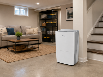 Hisense 50 Pint 3-Speed Dehumidifier with Built-in Pump, 3 Modes – Auto, Continuous, Manual, 24-hour on/off timer.,