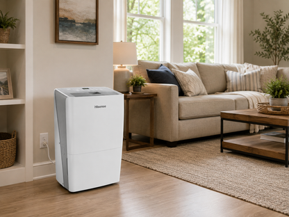 Hisense 50 Pint 3-Speed Dehumidifier with Built-in Pump, 3 Modes – Auto, Continuous, Manual, 24-hour on/off timer.,
