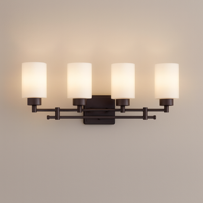 Sunset Lighting F3154-64 Ledbury 4-Light Vanity, Opal Etched Glass Dimmable with Provincial Bronze