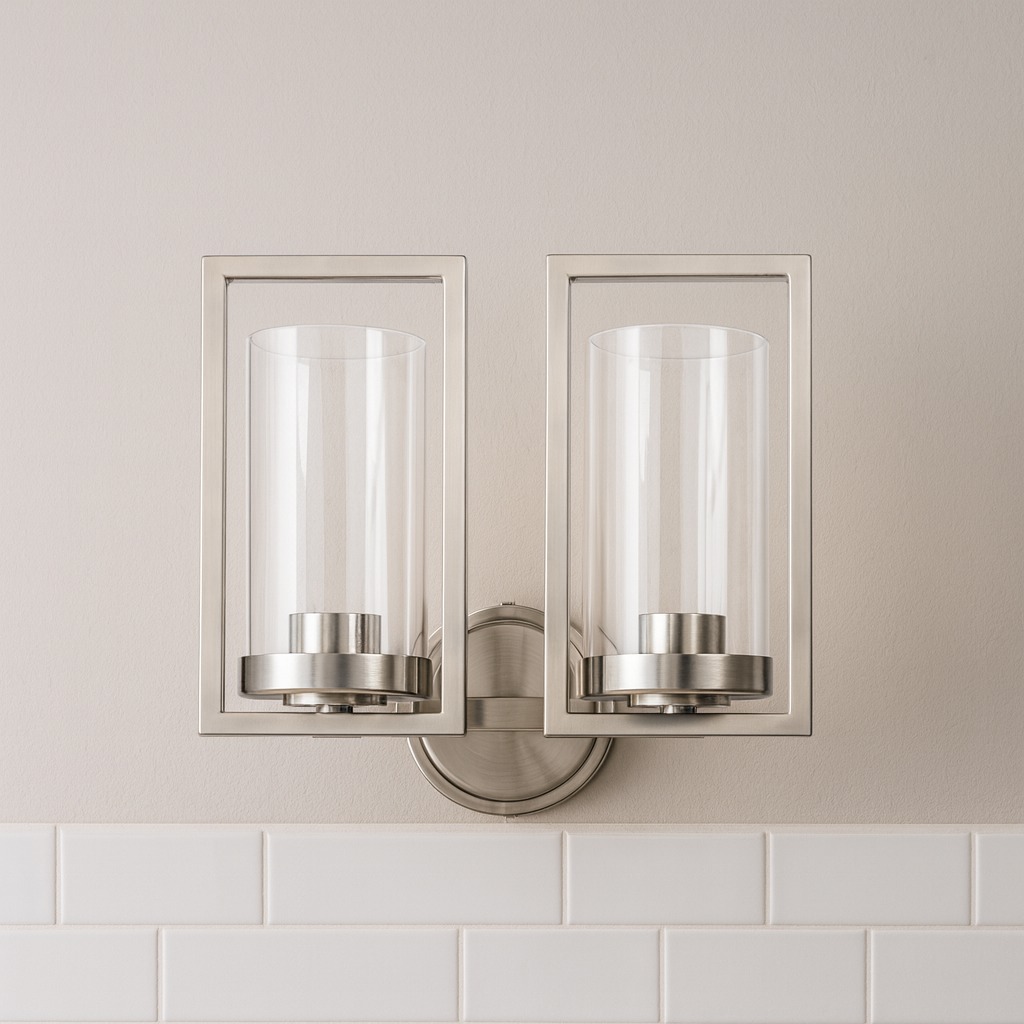 Sunset Lighting Wall Sconce, 2-Light Bright Satin Nickel - F15002-80