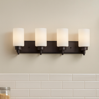 Sunset Lighting Dalton 4-Light Vanity 100W Opal Etched Glass, Provincial Bronze F18014-64