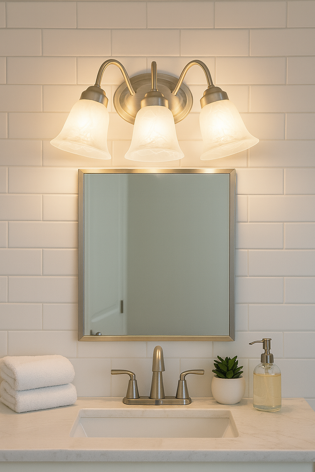 Sunset Lighting 3-light Wall Sconce w/ Faux Alabaster Glass, Satin Nickel Finish - F3333-53