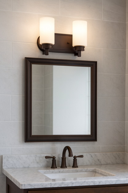 Sunset Lighting Dalton 2-Light Vanity 100W Opal Etched Glass With Provincial Bronze Finish F18012-64