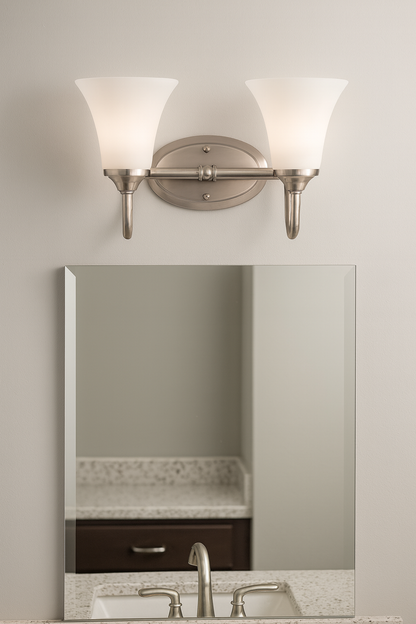 Sunset Lighting 2-Light Darby Vanity 100W MB Satin Nickel F18042-80