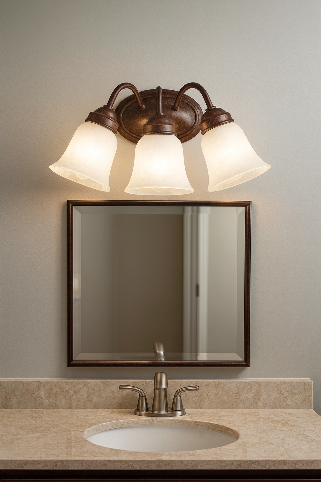 Sunset Lighting 3-Light Bath Vanity Rubbed Bronze Finish with Faux F3333-62