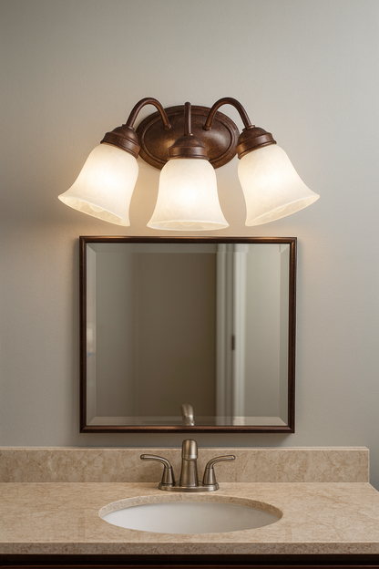 Sunset Lighting 3-Light Bath Vanity Rubbed Bronze Finish with Faux F3333-62