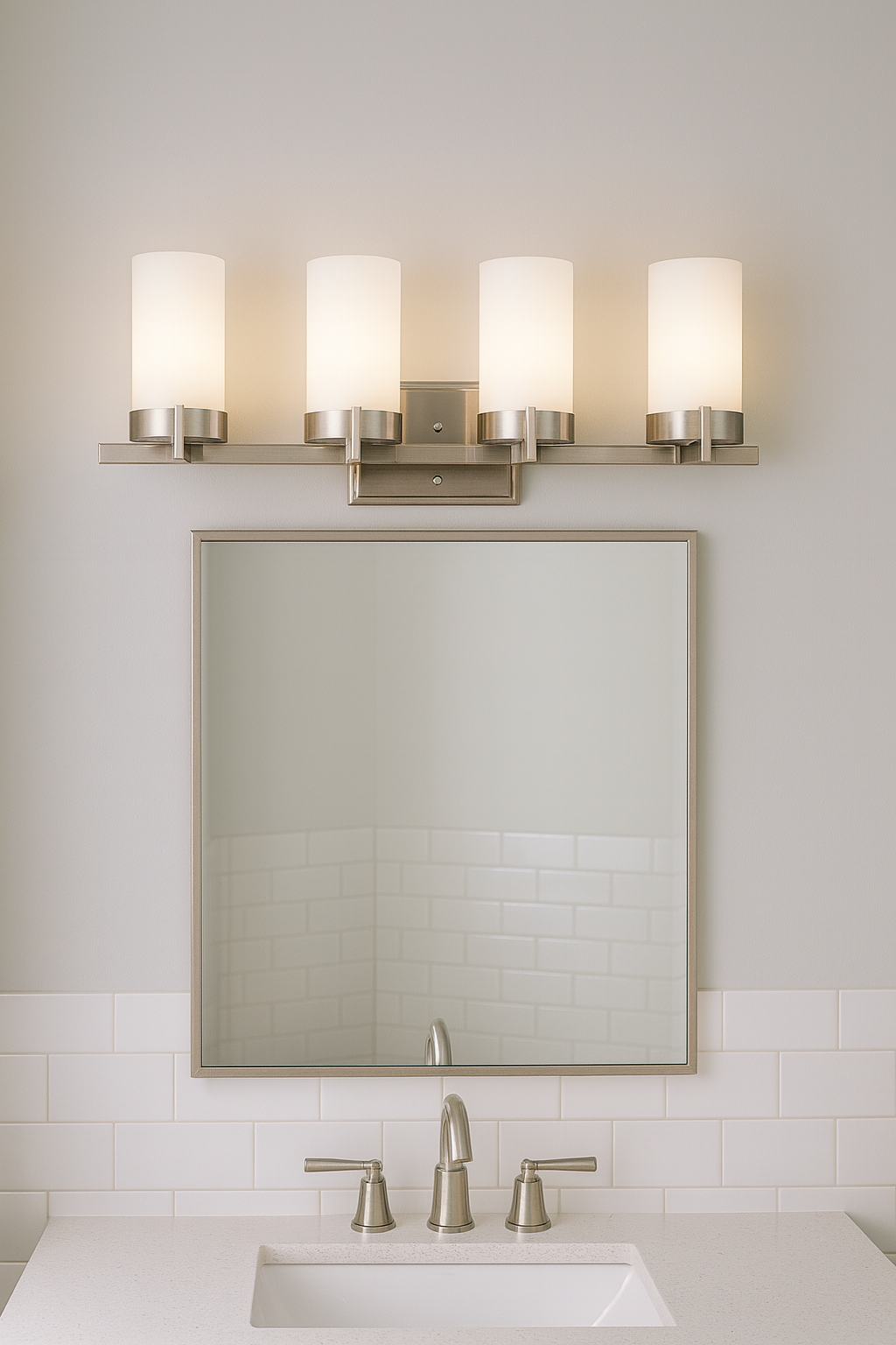 Sunset Lighting 4-Light Vanity Fixture Contemporary Satin Nickel Finish - F2864-80