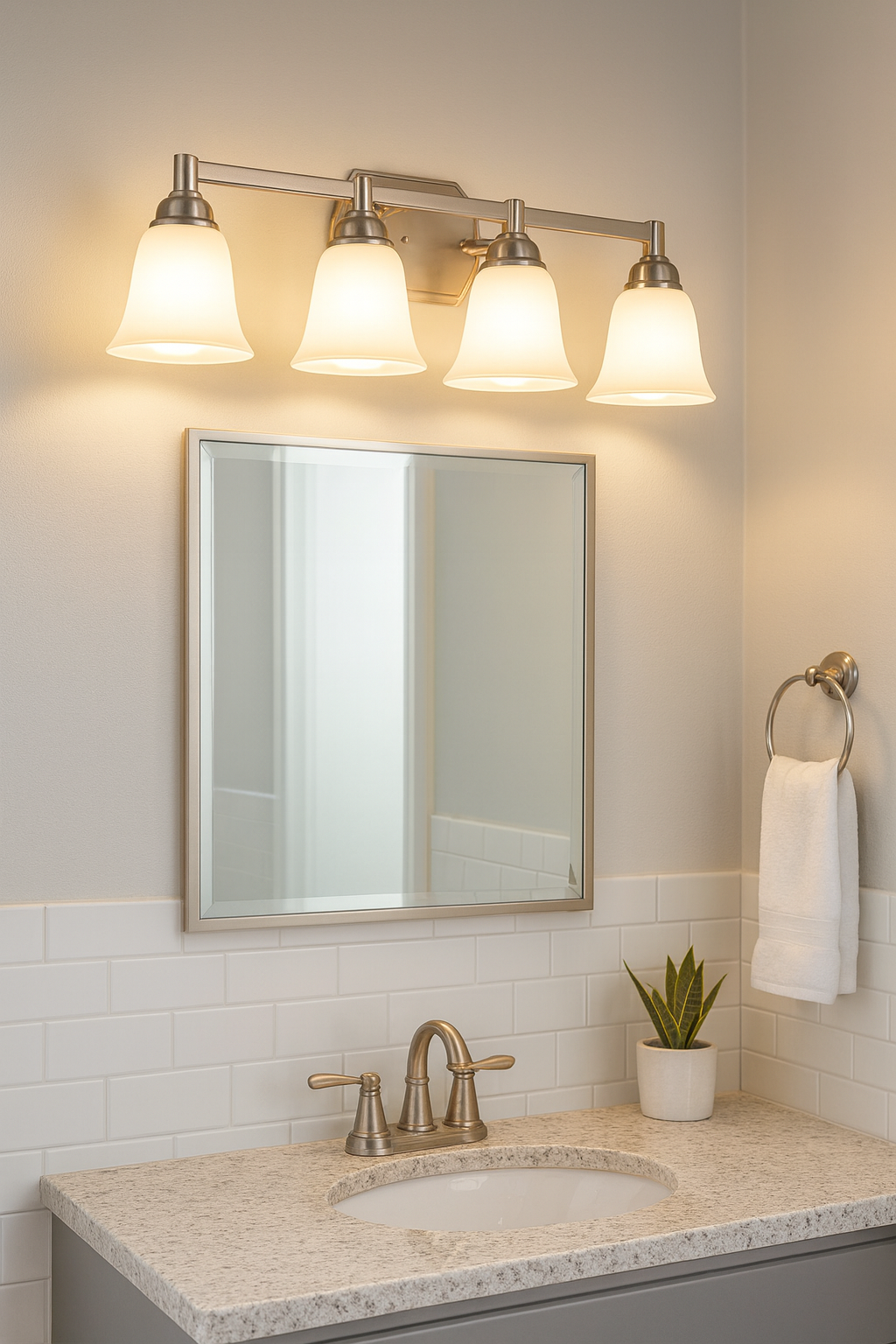 Sunset Nara Four Lights Vanity Bright Satin Nickel F3184-80