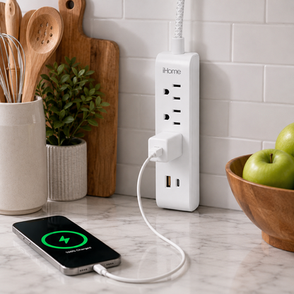iHome Power Strip with USB and Cord - White 2IHAC2268W0L2
