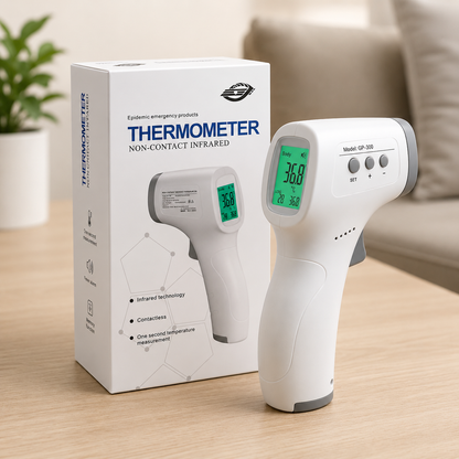 Xiande GP-300 Non Contact Infrared Thermometer, Switchable between Celsius (°C) and Fahrenheit (°F), Fever alarm with color temperature indication
