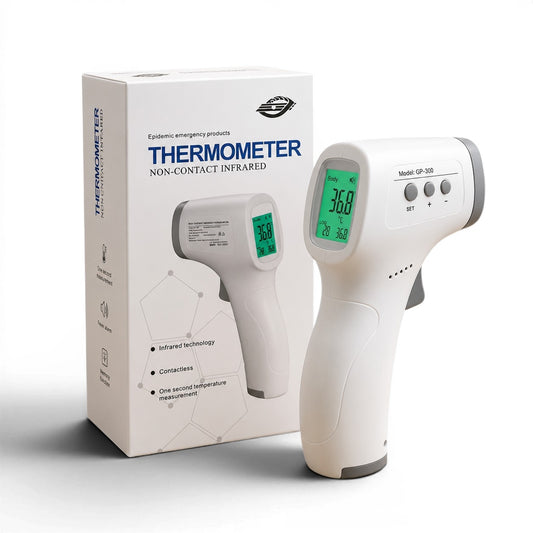 Xiande GP-300 Non Contact Infrared Thermometer, Switchable between Celsius (°C) and Fahrenheit (°F), Fever alarm with color temperature indication