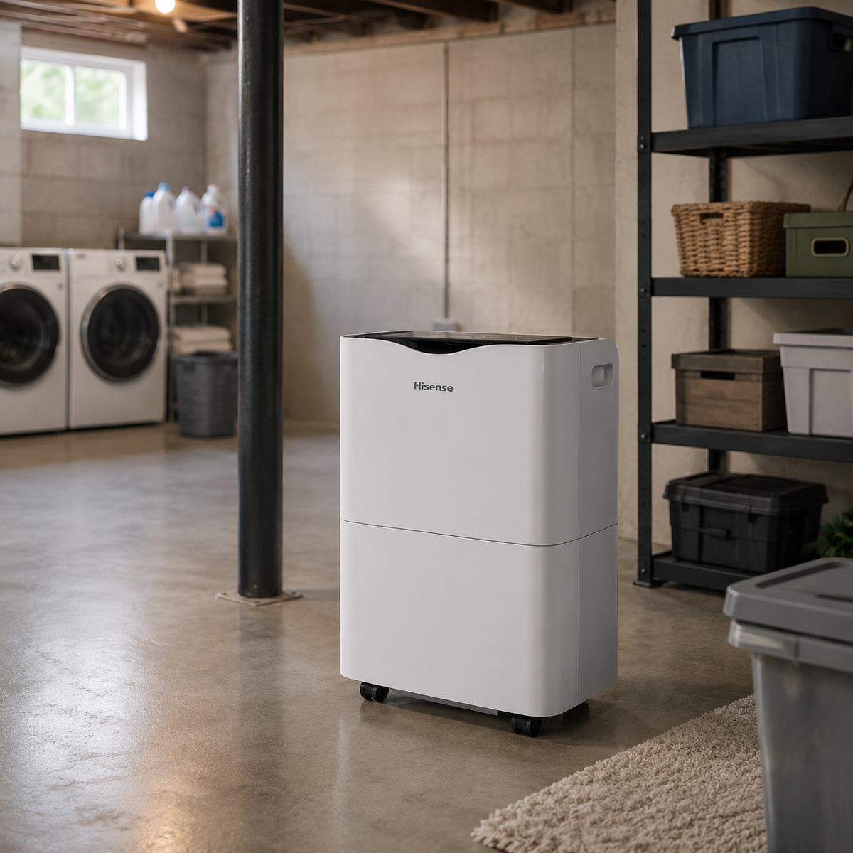 Hisense 35 Pint 3,000 sq. ft. Portable Dehumidifier, Low Noise Airflow System, 3-Speeds, Noise 45-49 dB, Removable Washable Filter - HD3524