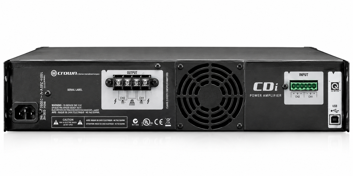 Crown Audio CDi 2000 Two-Channel Commercial Amplifier 800W/Channel at 4 Ohms, 70V/140V