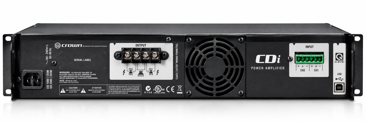 Crown Audio CDi 1000 Two-Channel Commercial Amplifier 500W/Channel at 4 Ohms, 70V/140V