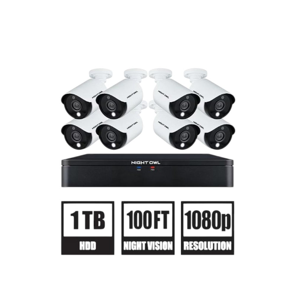 Night Owl 8-Channel 8-Camera 1080p Security System with 1TB HDD DVR CL-C2-881L