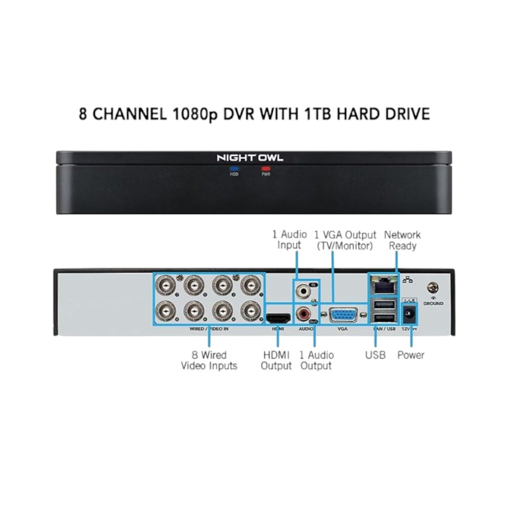 Night Owl 8-Channel 8-Camera 1080p Security System with 1TB HDD DVR CL-C2-881L