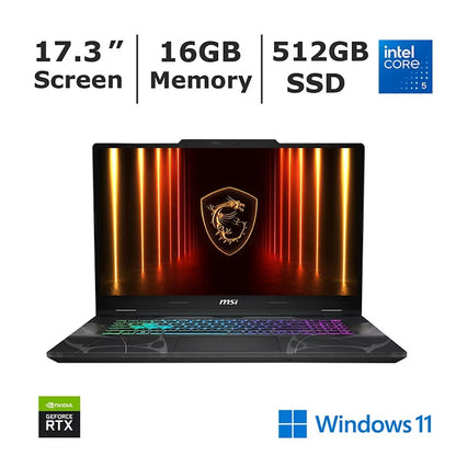 MSI Cyborg 17 17.3" FHD IPS-Level, 144Hz Gaming Laptop, Intel Core 5-210H Processor, 16GB RAM, 512GB SSD, NVIDIA RTX 5060 Graphics (8GB GDDR7), Wi-Fi 6E, BT 5.3 CYBORG17B2039
