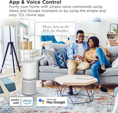 TCL Breeva A5 Smart Air Purifier with 5-Stage Clean, True HEPA (H13), Removes 99.97% of Dust/Bacteria/Odors & More, App & Voice Control, Auto Shield, Ultra-Quiet, White A515W