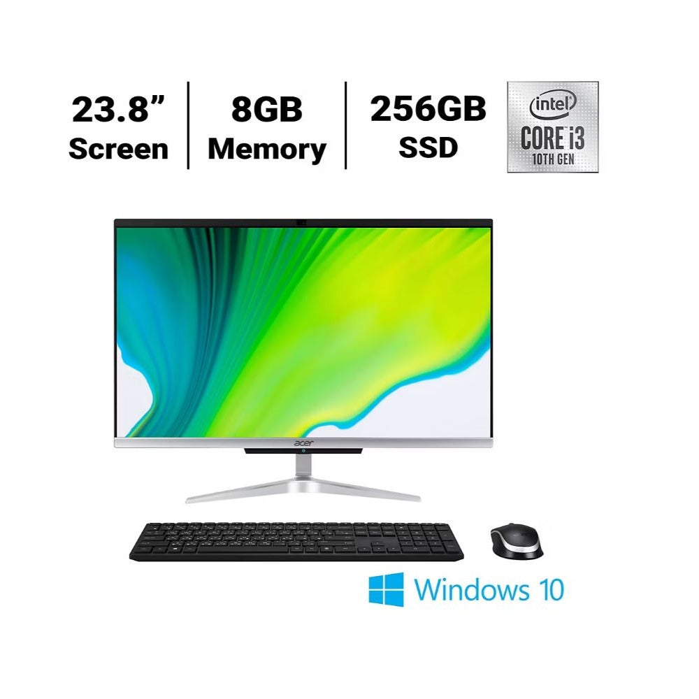 Acer Aspire C24-963-UJ11 Desktop, 10th Generation Intel Core i3-1005G1 Processor, 8GB Memory, 256GB SSD DQ.BF6AA.004