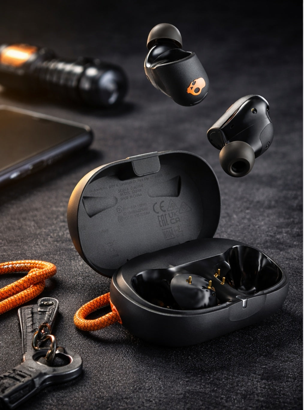 Skullcandy Sesh ANC Noise-Canceling True Wireless Earbuds Black and Orange S2SAW-S749