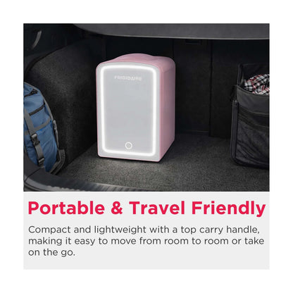 Frigidaire Skincare Cooler with Lighted Mirror Make-Up Door, Pink EFBF9008-PINK