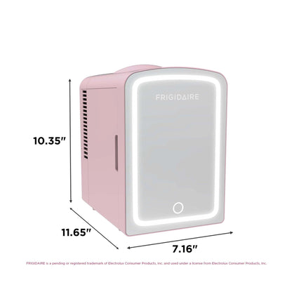 Frigidaire Skincare Cooler with Lighted Mirror Make-Up Door, Pink EFBF9008-PINK
