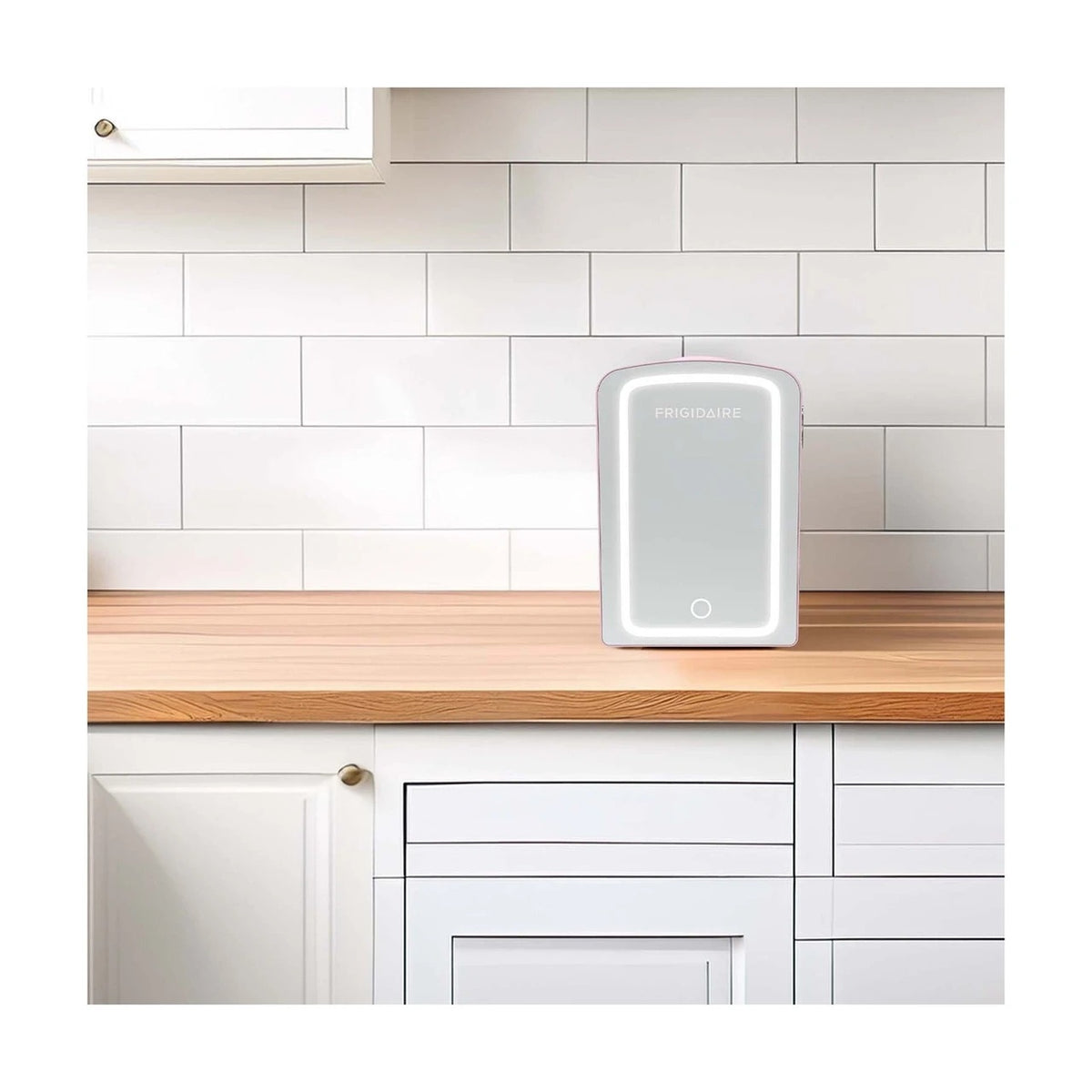 Frigidaire Skincare Cooler with Lighted Mirror Make-Up Door, White EFBF9008-WHITE
