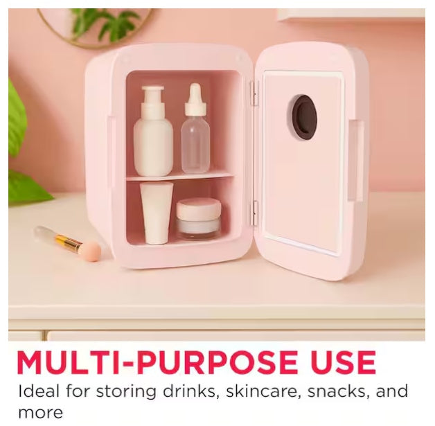Frigidaire 9-Can/6L Retro Mini Fridge Bluetooth Pink EFMIS176-PINK, Includes 110V home power cord & 12V DC car adapter