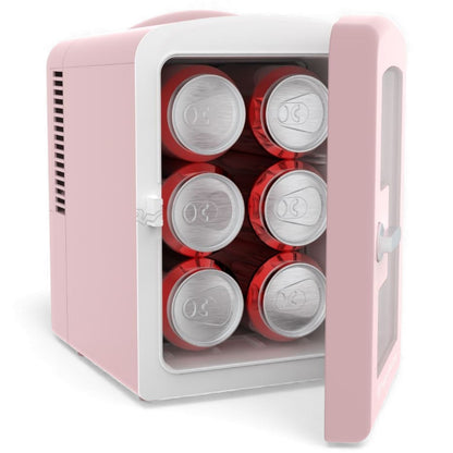 Frigidaire 18 in. 6-Can 4-Liter Mini Beverage Cooler in Pink EFMIS186-B-PINK, Includes 110V home power cord & 12V DC car adapter