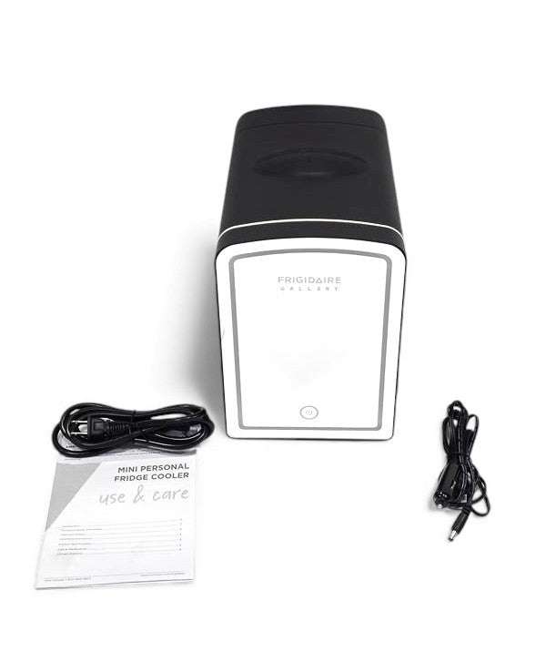 Frigidaire 9-Can or 6L Beauty Light Up Mini Refrigerator EFMIS209-BLACK, Includes 12V DC car adapter & 110v home power cord