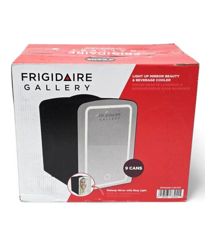 Frigidaire 9-Can or 6L Beauty Light Up Mini Refrigerator EFMIS209-BLACK, Includes 12V DC car adapter & 110v home power cord