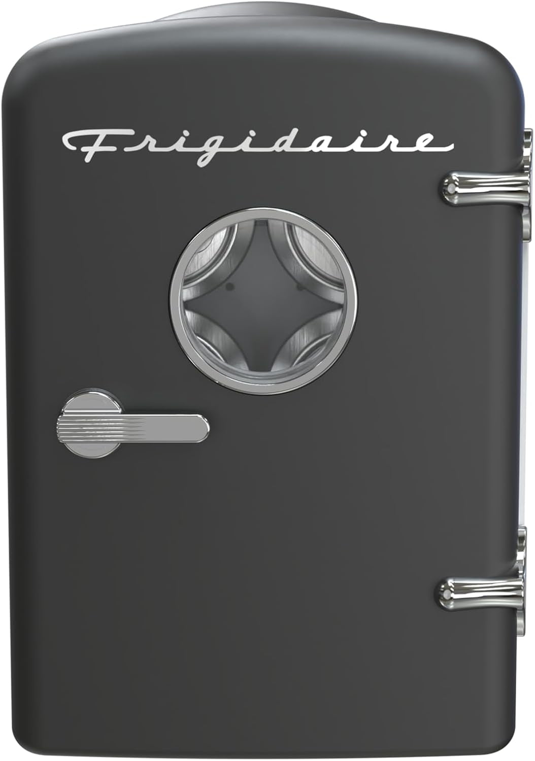 Frigidaire 6 Can/4L Mini Personal Retro Fridge Cooler, Plugs into an AC (home) outlet and comes with a 12V car adapter. - EFMIS229-BLACK