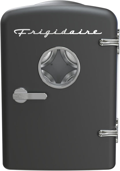Frigidaire 6 Can/4L Mini Personal Retro Fridge Cooler, Plugs into an AC (home) outlet and comes with a 12V car adapter. - EFMIS229-BLACK