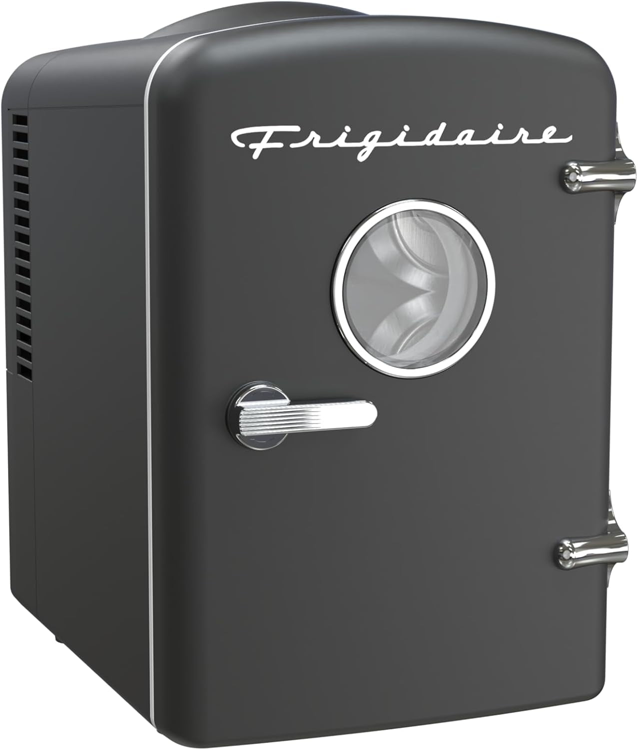 Frigidaire 6 Can/4L Mini Personal Retro Fridge Cooler, Plugs into an AC (home) outlet and comes with a 12V car adapter. - EFMIS229-BLACK