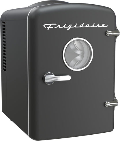 Frigidaire 6 Can/4L Mini Personal Retro Fridge Cooler, Plugs into an AC (home) outlet and comes with a 12V car adapter. - EFMIS229-BLACK