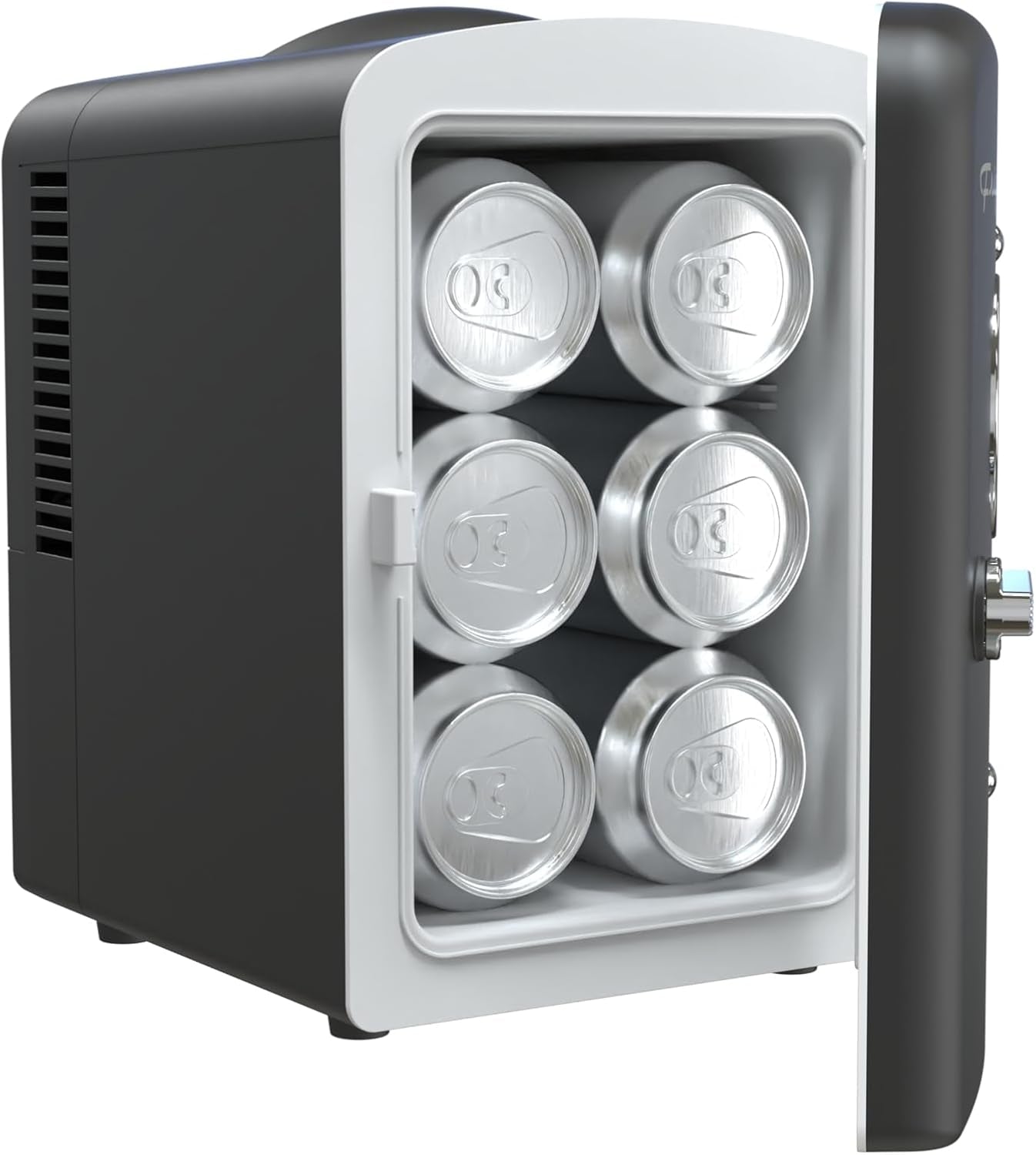 Frigidaire 6 Can/4L Mini Personal Retro Fridge Cooler, Plugs into an AC (home) outlet and comes with a 12V car adapter. - EFMIS229-BLACK